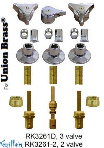 JER RK3261-2;; __ 2; Rebuild kit with 2 knob w/ 3 prong handle; in Chrome