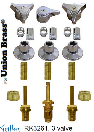 JER RK3261;; __ 3; Rebuild kit with 3 knob w/ 3 prong handle; in Chrome