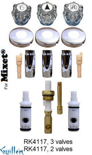 JER RK4117;; __ 3; Rebuild kit with 3 knob acrylic handle; in Chrome