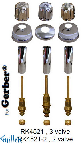 JER RK4521;; __ 3; Rebuild kit with 3 knob handle; in Chrome