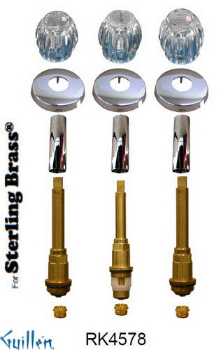 JER RK4578;; __ 3; Rebuild kit with 3 knob acrylic handle; in Chrome