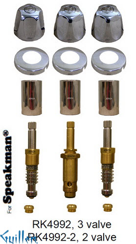 JER RK4992;; __ 3; Rebuild kit with 3 knob handle; in Chrome