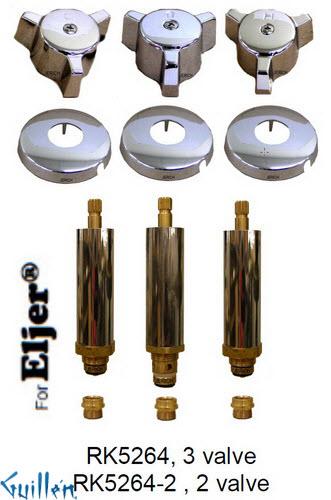 JER RK5264-2;; __ 3; Rebuild kit with 3 knob w/ 3 prong handle; in Chrome