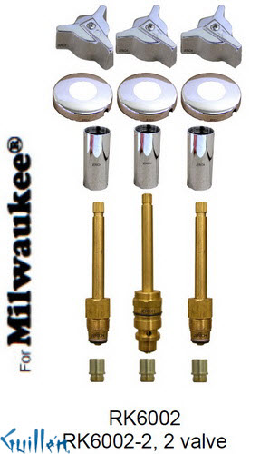 JER RK6002-2;; __ 2; Rebuild kit with 2 knob w/ 3 prong handle; in Chrome