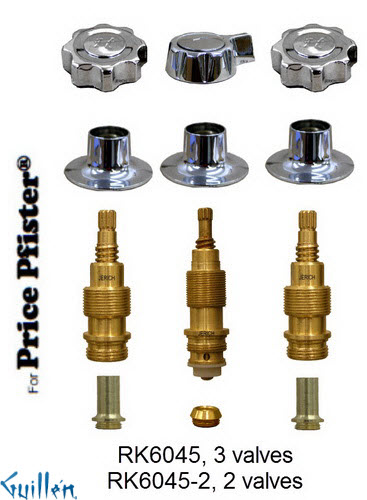 JER RK6045;; __ 3; Rebuild kit with 3 knob handle; in Chrome