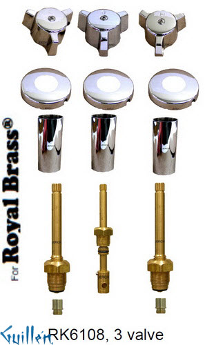 JER RK6108;; __ 3; Rebuild kit with 3 knob w/ 3 prong handle; in Chrome
