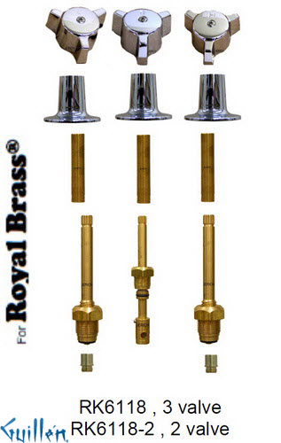 JER RK6118-2;; __ 2; Rebuild kit with 2 knob w/ 3 prong handle; in Chrome