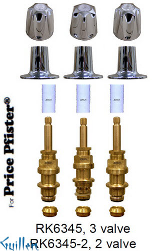 JER RK6345;; __ 3; Rebuild kit with 3 knob handle; in Chrome