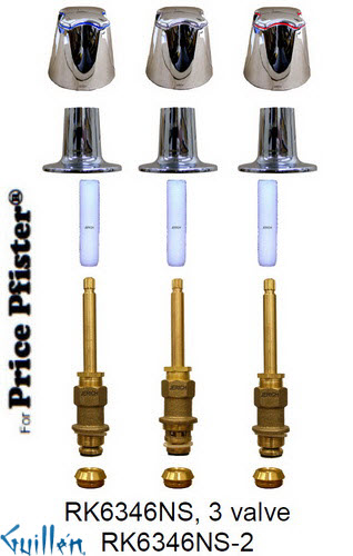 JER RK6346;; __ 3; Rebuild kit with 3 knob handle; in Chrome