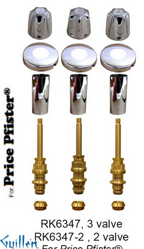 JER RK6347;; __ 3; Rebuild kit with 3 knob handle; in Chrome