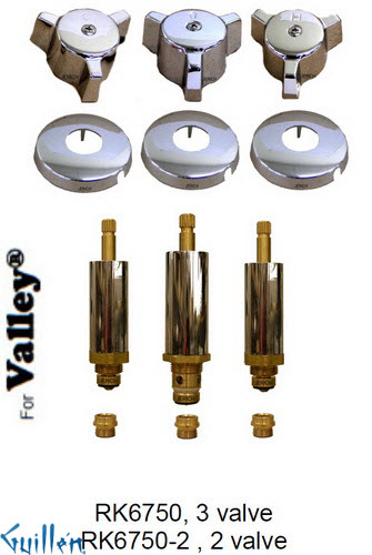 JER RK6750;; __ 3; Rebuild kit with 3 knob w/ 3 prong handle; in Chrome