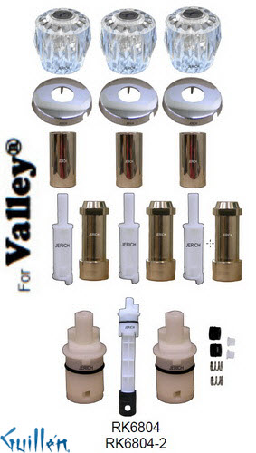 JER RK6804;; __ 3; Rebuild kit with 3 knob acrylic handle; in Chrome