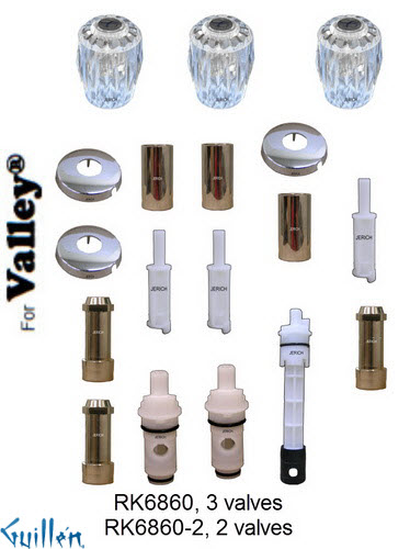 JER RK6860;; __ 3; Rebuild kit with 3 knob acrylic handle; in Chrome