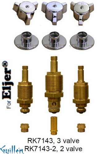 JER RK7143;; __ 3; Rebuild kit with 3 knob w/ 3 prong handle; in Chrome