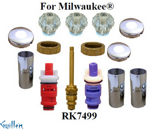 JER RK7499;; __ 3; Rebuild kit with 3 knob acrylic handle; in Chrome