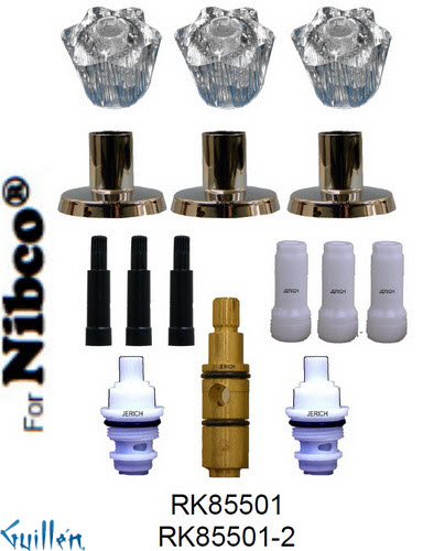 JER RK85501;; __ 3; Rebuild kit with 3 knob acrylic handle; in Chrome