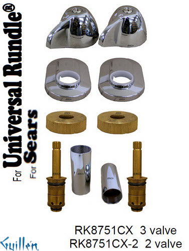 JER RK8751CX;; __ 3; Rebuild kit with 3 knob handle; in Chrome