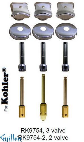 JER RK9754;; __ 3; Rebuild kit with 3 knob handle; in Chrome