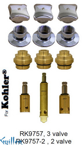 JER RK9757;; __ 3; Rebuild kit with 3 knob handle; in Chrome
