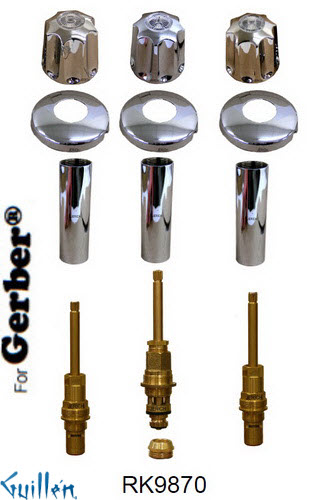 JER RK9870;; __ 3; Rebuild kit with 3 knob handle; in Chrome