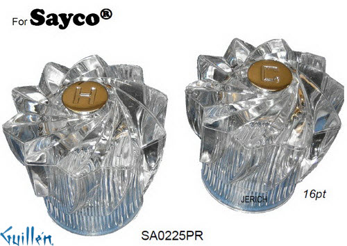 JER SA0225PR;__ 16pt; knob Acrylic handle pair; in Unfinish