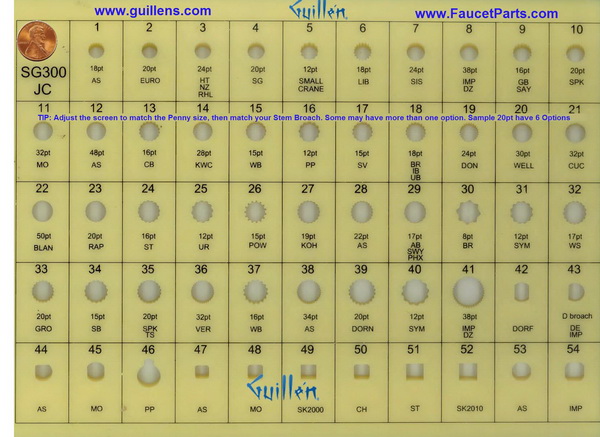 JER SG300;; Broach gauge comparison tool for cartridge stem splines points; in Unfinish