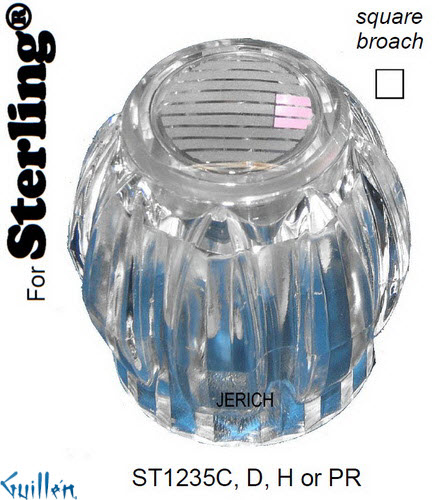 JER ST1235PR;;__ SQ; knob acrylic handles pair; in Chrome   99B2097