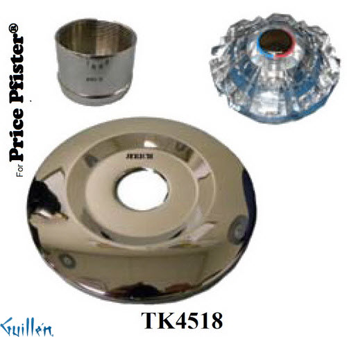 JER TK4518;; Trim kit with 1 acrylic knob handle; in Chrome