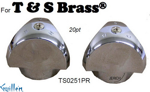 JER TS0251PR;;__ 20pt; knob w/ 3 prongs metal handles pair; in Chrome