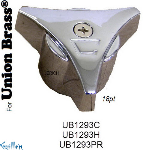 JER UB1293PR;;__ 18pt; knob w/ 3 prongs metal handle; in Chrome