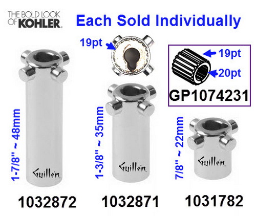 Kohler 1031782-BC;;__ 7/8in 19pt; Stem adapter, valve stem-std; in Bright Chrome; Replaces 1031782