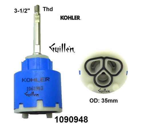 Kohler 1090948;;__ 3-1/2in Thd; Single lever cartridge; in Unfinish; 1061903