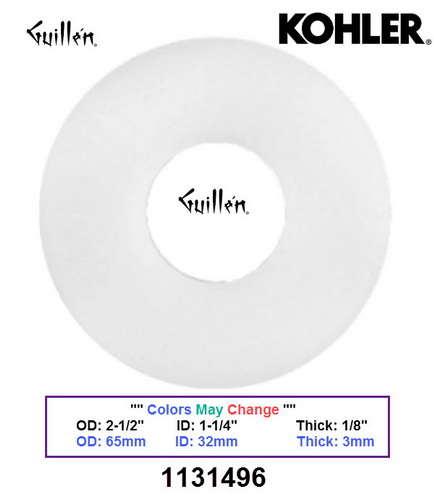 Kohler 1131496;;__ 2-1/2in 1-1/4in;  Flush valve seal gasket; in Unfinish; Replaces 1021424; 1036161