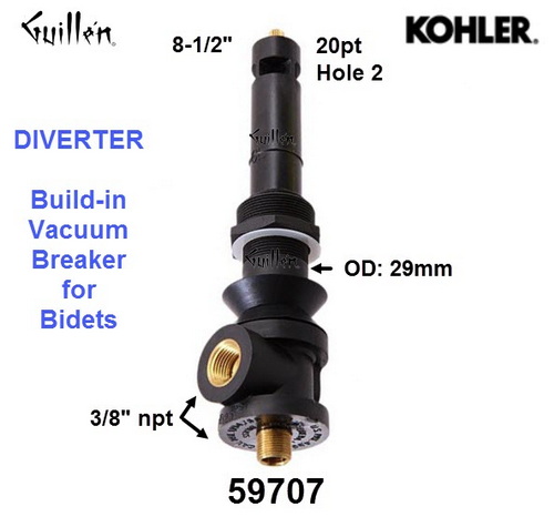 Kohler 59707; ; Bidet diverter transfer valve with vaccum breaker; in Unfinish ; ;