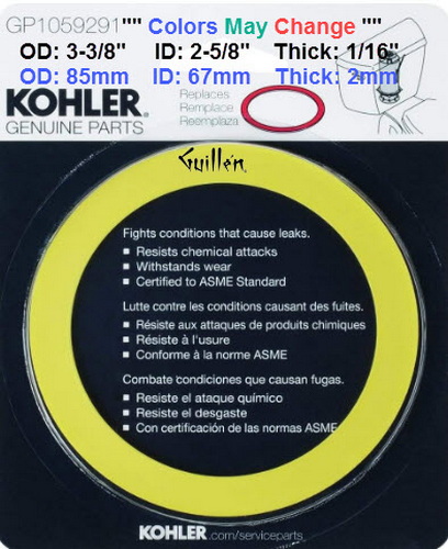 Kohler GP1059291; ; flapper seal kit; in Unfinish ; ;   Replaces 1059291