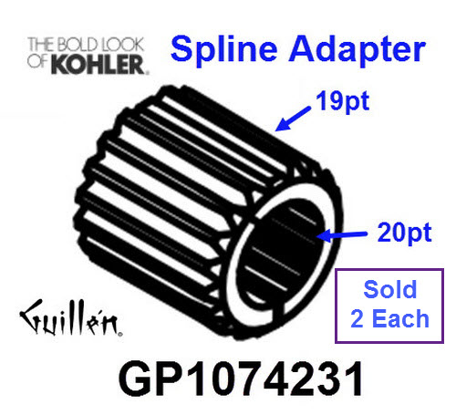 Kohler GP1074231;;__ 19pt 20pt; Spline adapter; in Unfinish; Replaces 40353; 1094506; 1153199; 48502; 59027; 78125; 1074231
