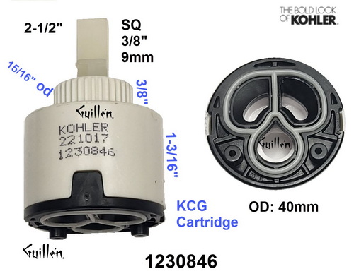 Kohler 1230846;;__ 2-1/2in SQ; Single lever cartridge KCG; in Unfinish