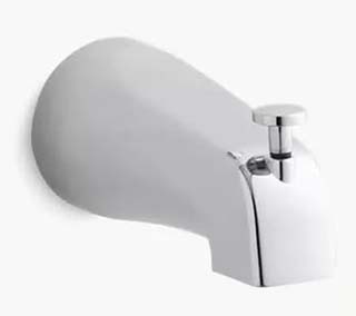 Kohler K-389-CP; Devonshire (R) 4-7/16" diverter bath spout with NPT connection; in Polished Chrome