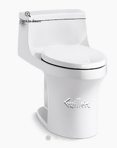 Kohler K-5172-0; San Souci (TM); Comfort Height (R) one-piece compact elongated 1.28 gpf toilet with AquaPiston (R); flushing technology and left-hand trip lever; in White