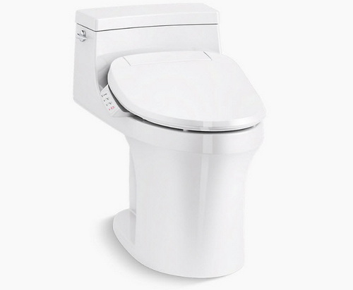 Kohler K-5172-HC-0; ; One-piece compact elongated 1.28 gpf toilet with concealed trapway and hidden cord design; in White