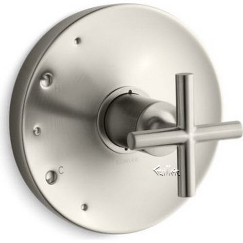Kohler K-TS14423-3-BN; Purist(R); Rite-Temp(R); valve trim with cross handle; in Vibrant Brushed Nickel   K-14423-3-BN; 14423-3-BN