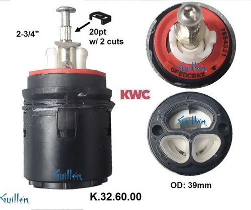 KWC K.32.60.00; 2-3/4in 20pt cut 2 ; universal cartridge; in Black; K.32.60.02; Discontinued Product
