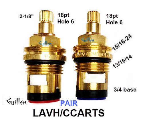 La Toscana LAVH/CCARTS;__2-1/8in 18pt; Pair of 1/4 Turn brass ceramic cartridge; in Unfinish