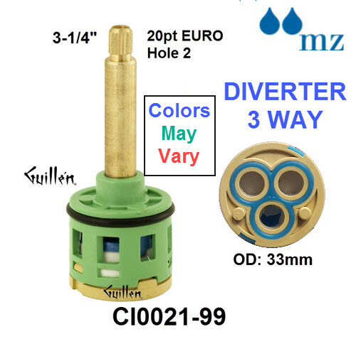 MZ CI0021-99;;__ 3-1/4in 20pt; Diverter cartridge 3 way; in Unfinish