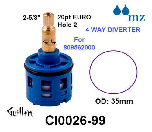MZ CI0026-99;;__ 2-5/8in 20pt; Diverter cartridge 4 way for 809562000; in Unfinish