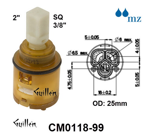 MZ CM0118-99;;__ 2in SQ; Single lever cartridge; in Unfinish