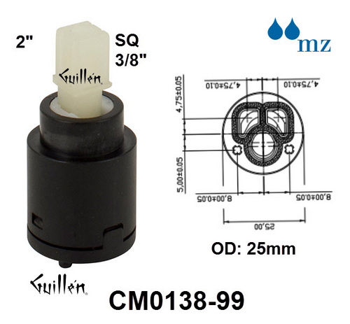 MZ CM0138-99;;__ 2in SQ; Single lever cartridge; in Unfinish