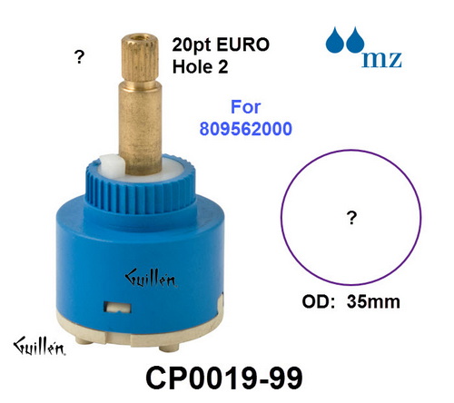 MZ CP0019-99;;__ UNKin 20pt; Single lever cartridge; in Unfinish