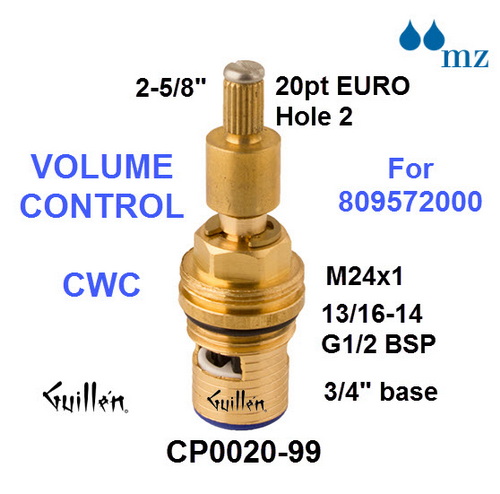 MZ CP0011-99;;__ 3in 20pt; Hot cwc; 1/4 turn brass ceramic cartridge volume control; in Unfinish