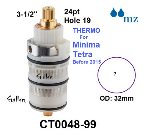 MZ CT0048-99;;__ 3-1/2in 24pt; Thermostatic Cartridge for Minima and Tetra before 2015; in Unfinish